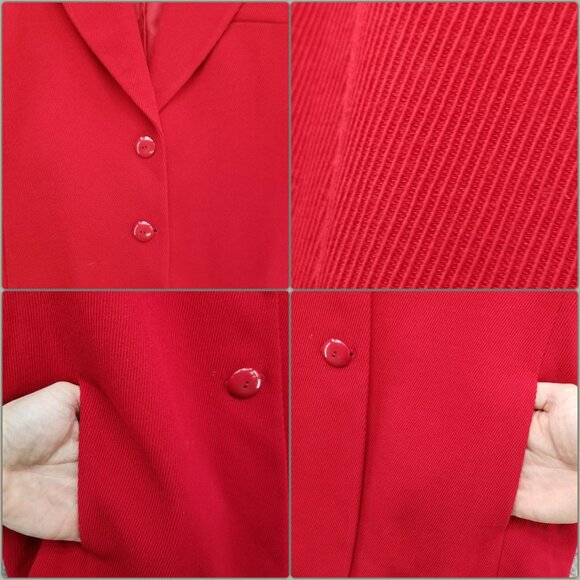Vtg Linda Allard Ellen Tracy Blazer Jacket Womens Solid Red Wool Corduroy Sz 12P - Picture 11 of 12